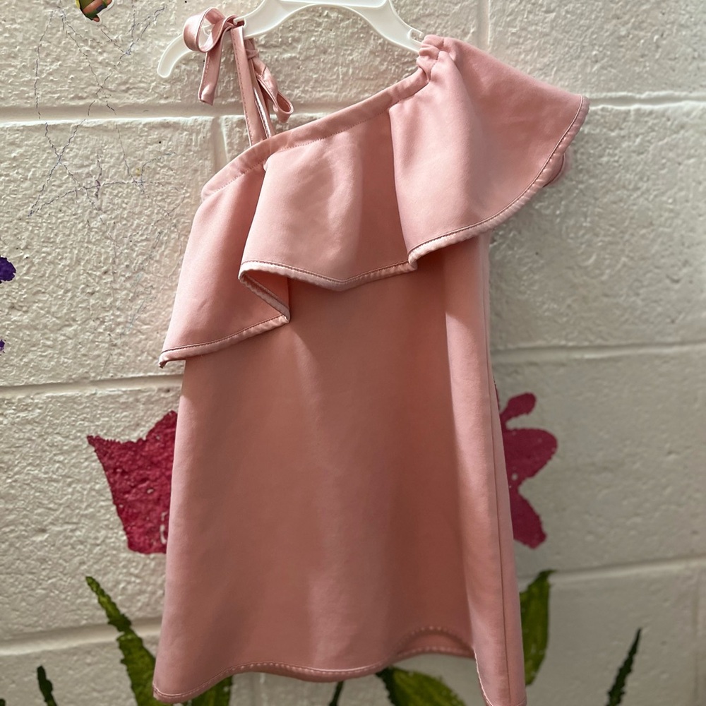 One sided pink ruffle dress 2T